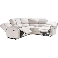 Beliani Ecksofa Hellbeige Stoff 5-Sitzer 2 Getränkehalter Kammer 2