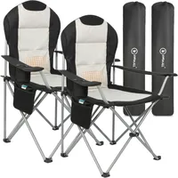 HOMECALL Klappbar Campingstuhl Hochlehner Angelstuhl, mit Getränkehalter, weiß/schwarz