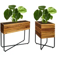 Mendler 2er-Set Pflanzkasten HWC-L25, Blumenkasten, rechteckig quadratisch Outdoor Stahl