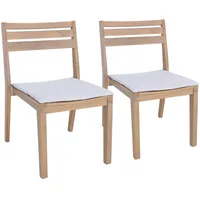 Sweeek 2er-Set Gartenstühle aus Akazienholz mit Kissen, 52 x