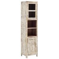 Woodkings Hochschrank Bitna Holz rustikal Mango Natur weiß Badhochschrank