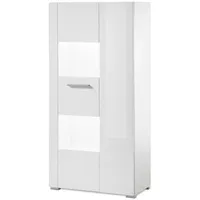 Furn.design Vitrine, Weiß Hochglanz, Holzwerkstoff, Nachbildung, Uni, 2 Fächer,