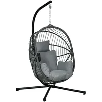 Outsunny Hängesessel oval Grau 1-Sitzer mit Gestell