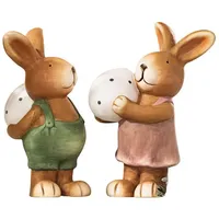 Dekoleidenschaft 2X Dekofigur Hase mit Osterei aus Terracotta, 26
