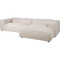 MASSIVMOEBEL24.DE Ecksofa 304x164x69 Ottomane rechts Cord elfenbein VALENCIA -