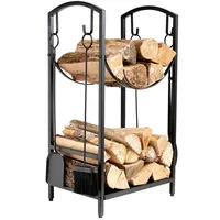 NEUSTEIN Kaminholzregal mit 4 Kaminbesteck 75x30x40cm Kaminholzständer Feuerholzregal Brennholzregal