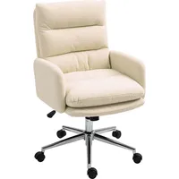Homcom Bürostuhl Ergonomischer Schreibtischstuhl mit Armlehne, Lammwolle-Optik, Höhenverstellbarer Drehstuhl