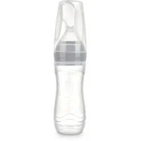 Haakaa Squeeze Fütter-Flasche mit Löffel grau