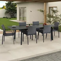 Idimex Gartenmöbel Set VERANO, schwarz/anthrazit - mit 6 Stühlen