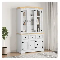 VidaXL Highboard 112x43x196 cm Massivholz Mexikanische Kiefer - Weiß