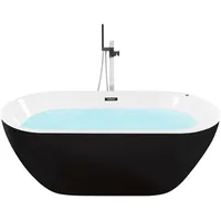 Beliani Whirlpool-Badewanne Schwarz 170 x 80 cm aus Sanitäracryl
