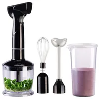 Rosenstein & Söhne Edelstahl-Akku-Stabmixer-Set, abnehmbarer Mixstab, Schneebesen, 135 W