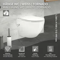Luxebath Wand Hänge WC Spülrandlos mit Bidet-Funktion Weiß Keramik