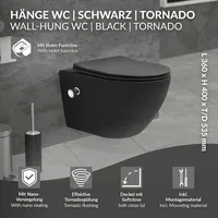 Luxebath Hänge WC Spülrandlos mit Bidet-Funktion Schwarz Matt 53,5