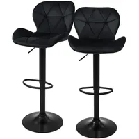 ML-Design Barhocker 2er Set Schwarz, Gepolsterter Barstuhl mit Rückenlehne