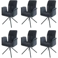 Mendler 6er-Set Esszimmerstuhl HWC-N99, drehbar Armlehne Auto-Return, Stoff/Textil Chenille