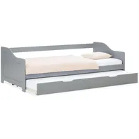 Homestyle4u Ausziehbett Jugendbett Holzbett Grau Kiefer, 90x200 cm Tagesbett
