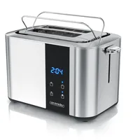 Arendo Toaster 2 Scheiben, Langschlitz, Edelstahl, 850W, Touch-Bedienung, Display
