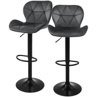ML-Design Barhocker 2er Set aus Samt, Grau, Metall, 41x110x47