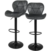 ML-Design Barhocker 2er Set aus Samt, Grau Gepolsterter Barstuhl