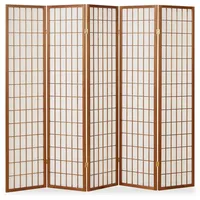 Homestyle4u Paravent Raumteiler 5 teilig Trennwand Shoji Faltbar Braun