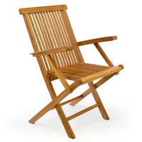 VCM Gartenstuhl mit Armlehne Teak Holz klappbar massiv behandelt