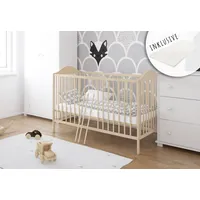 Kids Collective Babybett Gitterbett mit Matratze 60x120 höhenverstellbar |