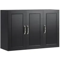 SoBuy Hängeschrank Schwarz, Holzwerkstoff, 90x60x30 cm, Badezimmer, Badezimmerschränke, Hängeschränke
