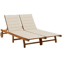 VidaXL 2-Personen-Sonnenliege mit Auflagen Akazie Massivholz Beige