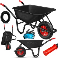 Masko MASKO® Schubkarre Bauschubkarre Gartenschubkarre 100 Liter bis 250kg