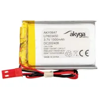 Akyga AKY0647 3.7V 1500mAh PCM JST 2-Pin Stecker 150mm
