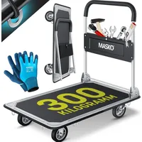 Masko MASKO® Plattformwagen Transportwagen Lagerwagen Klappbar Inkl. Arbeitshandschuhe Feststellbremse