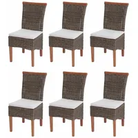Mendler 6er-Set Esszimmerstuhl Savona, Stuhl Küchenstuhl, Rattan - mit