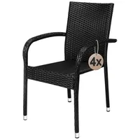 CASARIA Gartenstühle Set Stapelbar Wetterfest Polyrattan Outdoor 160kg Garten