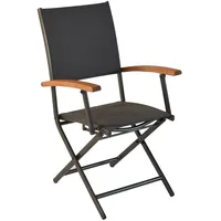 Merxx Paxos Gartensessel Gepolstert Klappbar 2er-Set Aluminium/Textil/Akazie