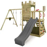 FATMOOSE Spielturm BoldBaron mit Schaukel & Rutsche – anthrazit