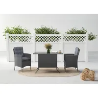 Konifera Garten-Essgruppe »Korfu«, grau Dunkelgrau, Polyrattan, Stahl, Sitzmöbel-Sets, Polyrattan/Stahl,