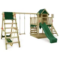 FATMOOSE Spielturm Klettergerüst JazzyJungle mit SurfSwing & Rutsche, Spielhaus