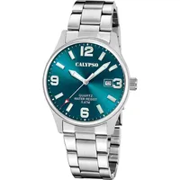 Calypso Herrenuhr Quarz Stahl/Petrol
