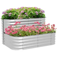 Outsunny Stufenbeet,, Silber, Metall, 90x30x120 cm, Gartenzubehör, Hochbeete
