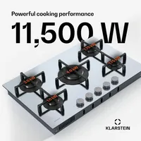 Klarstein Illuminosa 5 Gaskochfeld 5-flammig Sabaf-Brenner, Edelstahl, Silber