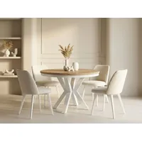 WFL GROUP Runder Ausziehbarer Esstisch im Loft-Stil - Industrieller