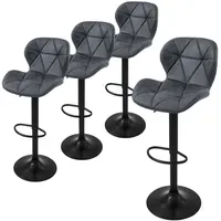 ML-Design Barhocker 4er Set, Kunstleder, Anthrazit, Rückenlehne und Fußstütze,