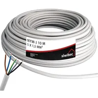 Siwitec NYM-Kabel, NYM-J 5x1,5 mm2, 10 m, Stromkabel, Mantelleitung,
