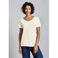 STREET ONE Damen A322897 Basic T-Shirt in Unifarbe, Off