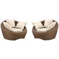 Vente-unique Gartensessel Polyrattan 2er-Set Braun - WHITEHEAVEN von MYLIA