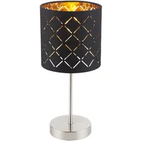 GLOBO LED Tischlampe schwarz-gold Tischleuchte Nickel matt Textil orientalisch,