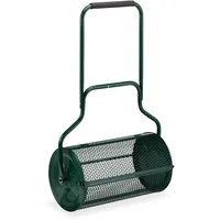 Relaxdays Kompoststreuer für Rasen, Meshkorb 65 L, Gartenstreuer mit