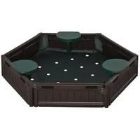Outsunny Sandkasten DIY Sandkiste mit 3 Sitzplätzen, Sandbox aus