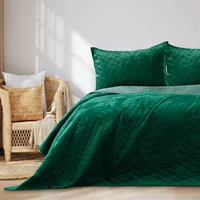 AmeliaHome Tagesdecke 220x240 cm grün zweiseitig Steppung Velvet Samt